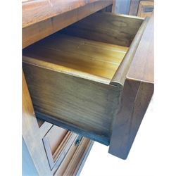 Pair of hardwood three drawer bedside chests