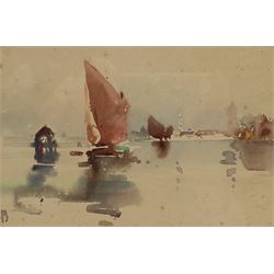 Frank Henry Mason (Staithes Group 1875-1965): Fishing Boat in Open Water, watercolour signed with initials 13cm x 20cm  
Provenance: from the estate of Christine Dexter and by descent from the artist's sister Eleanor Marie (Nellie)