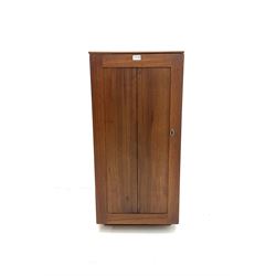 Hardwood single door cabinet, enclosing six drawers, platform supports 