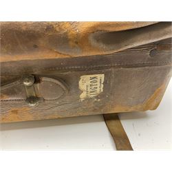 19th century leather suitcase, with brass plaque to cover engraved 'C R F Lutwidge Esq', the pink silk and white kid leather interior with pouch and edging impressed with gilt lettering reading 'By Appointment of Prince of Wales J W Allen 37 Strand Maker Prize Medal Awarded', H21cm, W73cm, Notes: Charles R. Fletcher Lutwidge, was mayor of Tunbridge Wells between 1895-1898, and again between 1901-1902