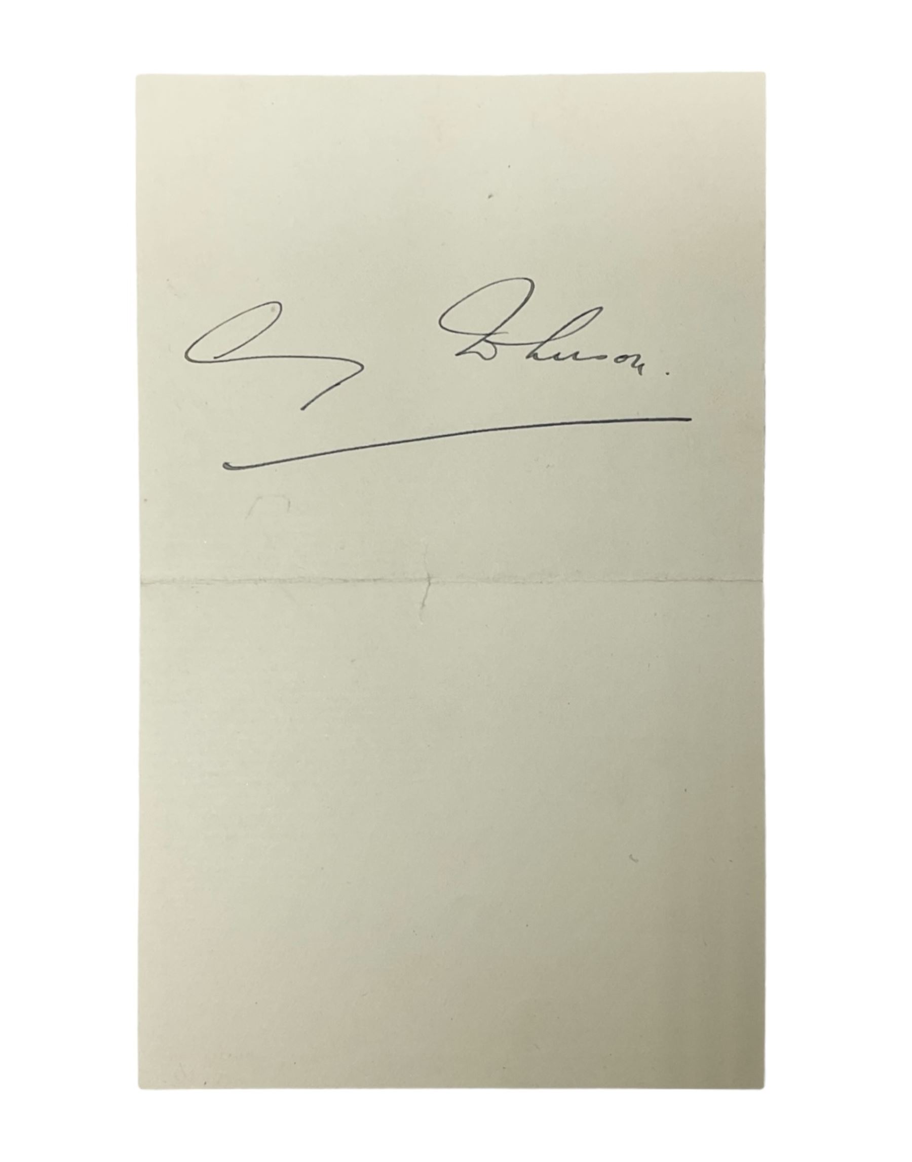 Amy Johnson (1903-1941) English Pioneer Aviatrix - signature on small oblong piece of paper folded in half; with CoA 13 x 8cm
