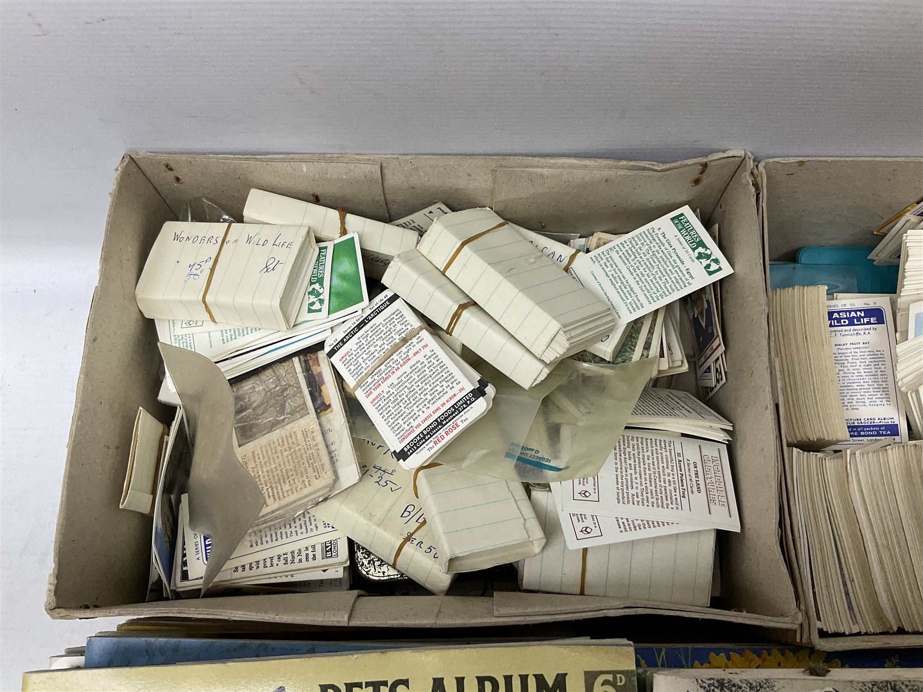 Over eighty trade card albums by Brooke Bond, Lyons, PG Tips, Hornimans, Ty-Phoo etc including some duplicates; and large quantity of loose trade cards