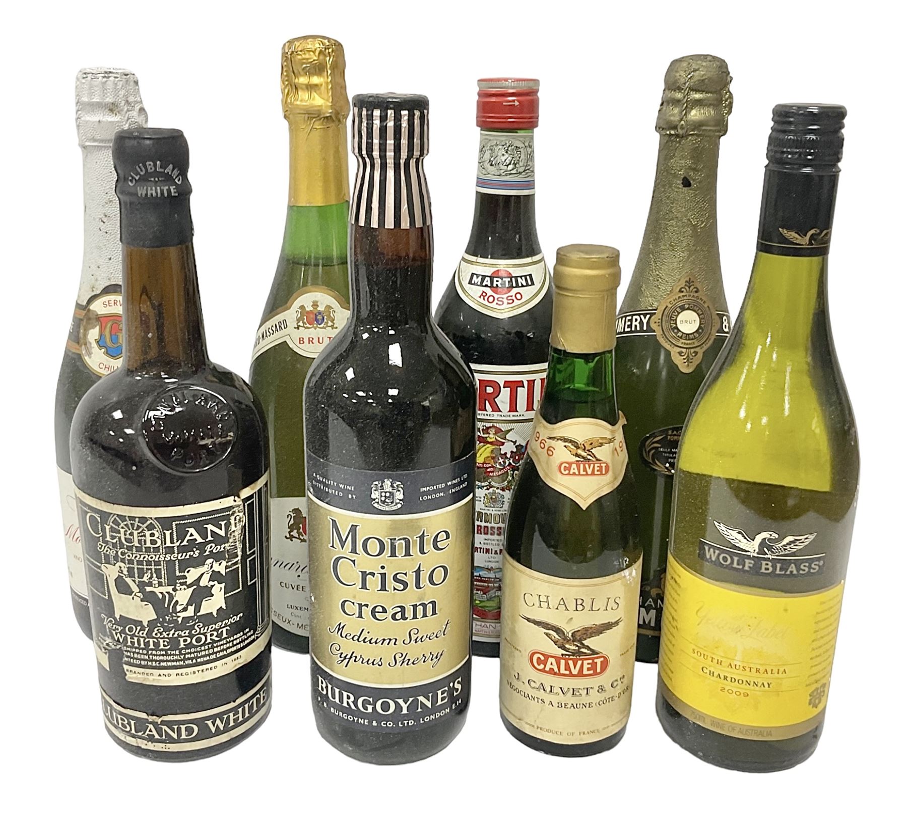Vintage bottle of Martini Ross 14.7%, 75cl, Monte Christo Cream Sherry, Clubland White Port, wine etc (8)