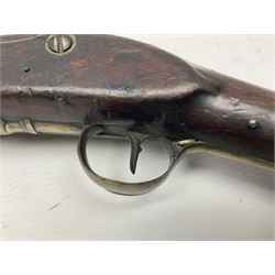 Early 19th century flintlock single barrel sporting gun by Johnston, approximately 14-bore, with 94cm(37