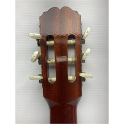 Harmony Model H6360 acoustic guitar in mahogany with spruce top, L103cm overall; and 1970s B&M (Barnes & Mullins) Concert Grande acoustic guitar, L101.5cm overall; each in hard carrying case (2)