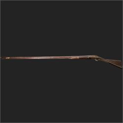 19th century Indian Brown Bess style flintlock musket, the 138cm round steel barrel ram rod beneath, overall L174cm