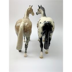 A Beswick figure of an Appaloosa Stallion, colourway 2, H20cm, together with another Beswick dappled grey and brown horse. (2).