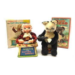  Two Japanese battery operated toys, comprising Pinic Bear, and Suzette the eating monkey, each in box.   