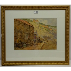  Thomas Barrett (Staithes Group 1845-1924): 'Seaton Garth Staithes', watercolour signed, original title with artist's address '5 Regent Street Sherwood Rise Nottingham' verso 27cm x 37cm  