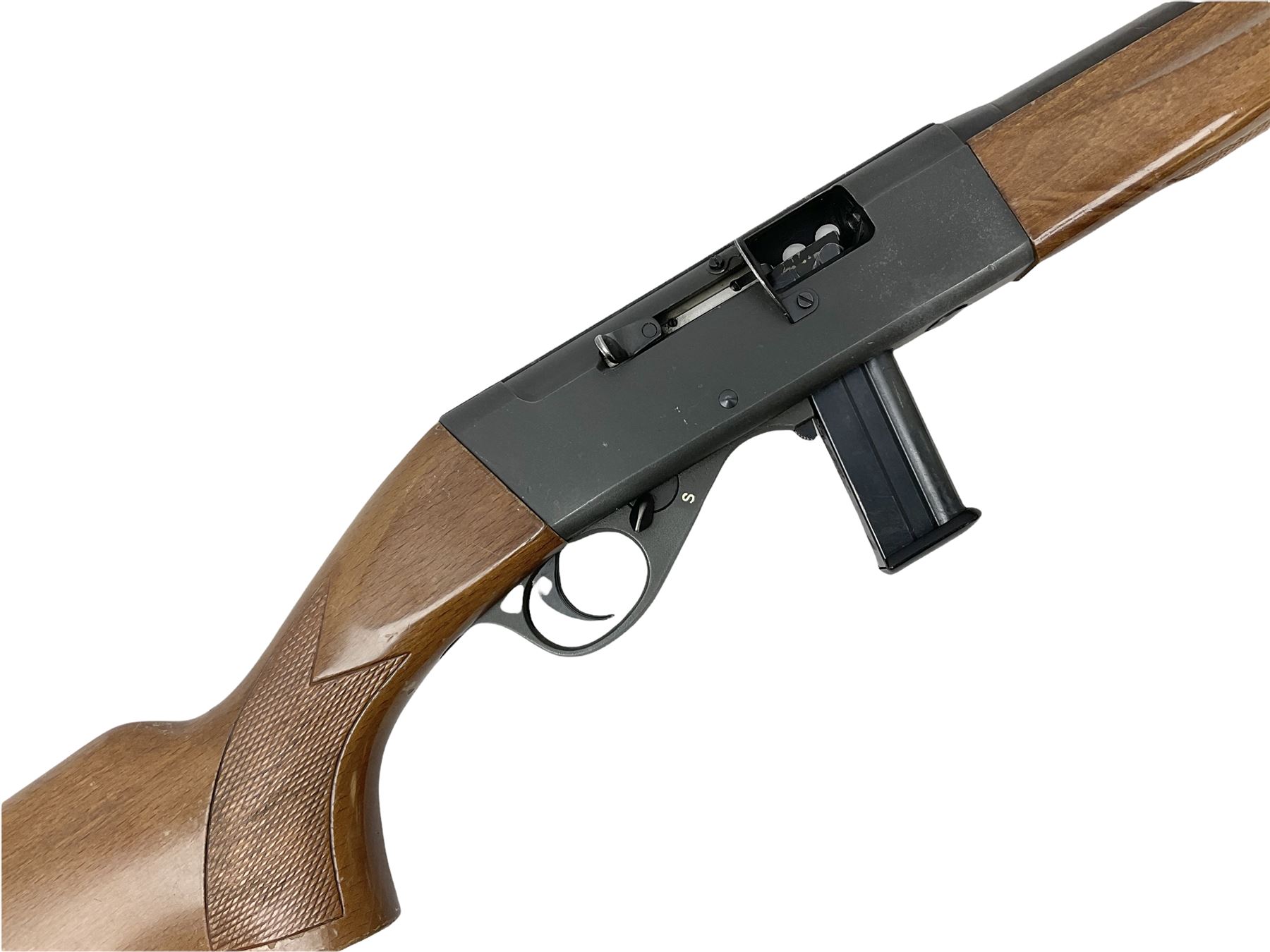 Anschutz Model 525 semi-automatic .22 rim-fire rifle, the 61cm barrel threaded for sound moderator, serial no.139278, L110cm FIREARMS CERTIFICATE REQUIRED OR RFD