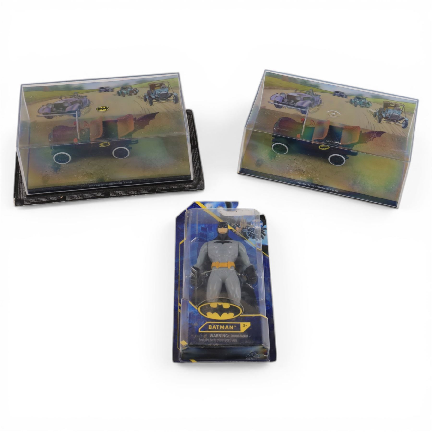 Collection of Eaglemoss Batman vehicles, in acrylic display cases