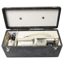 Late 20th-century film equipment, including Rigonda Fiesta 401D portable television set USSR, Chinon Facel II cine film camera in case, A Prinz Magnon ZRS projector in a case and a JVC compact VHS, 3