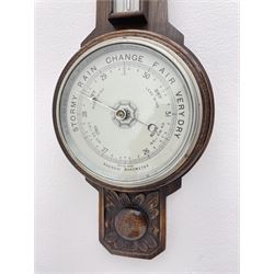 Early 20th century carved oak cased barometer 