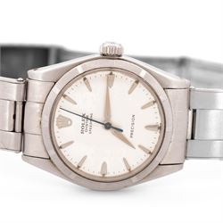 Rolex Oyster Speedking Precision gentleman's stainless steel manual wind wristwatch, circa 1961, Ref. 6421, serial No. 649563, silvered dial with dagger hour markers, on Rolex expanding stainless steel bracelet, with fold-over clasp