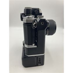 Nikon F2A Photomic camera body, serial no. 7844439, with 'Nikon Zoom-NIKKOR 35-70mm 1:3.5-4.8' lens, serial no. 5352031, Nikon MD1 Motor Drive, serial no. 208608 and Nikon MB1 battery pack