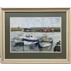 Arthur A Wilson (British 20th Century): 'Angling Boats - Bridlington Harbour