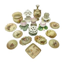 Collection of Royal Worcester and similar ceramics, including blush ivory trinket dishes, vases etc 