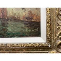 Antoine Bouvard Snr. (French 1870-1956): 'Gondoliers of Venice', oil on canvas signed 25.5cm x 34cm 
Provenance: with James Starkey Fine Art, Beverley, label verso