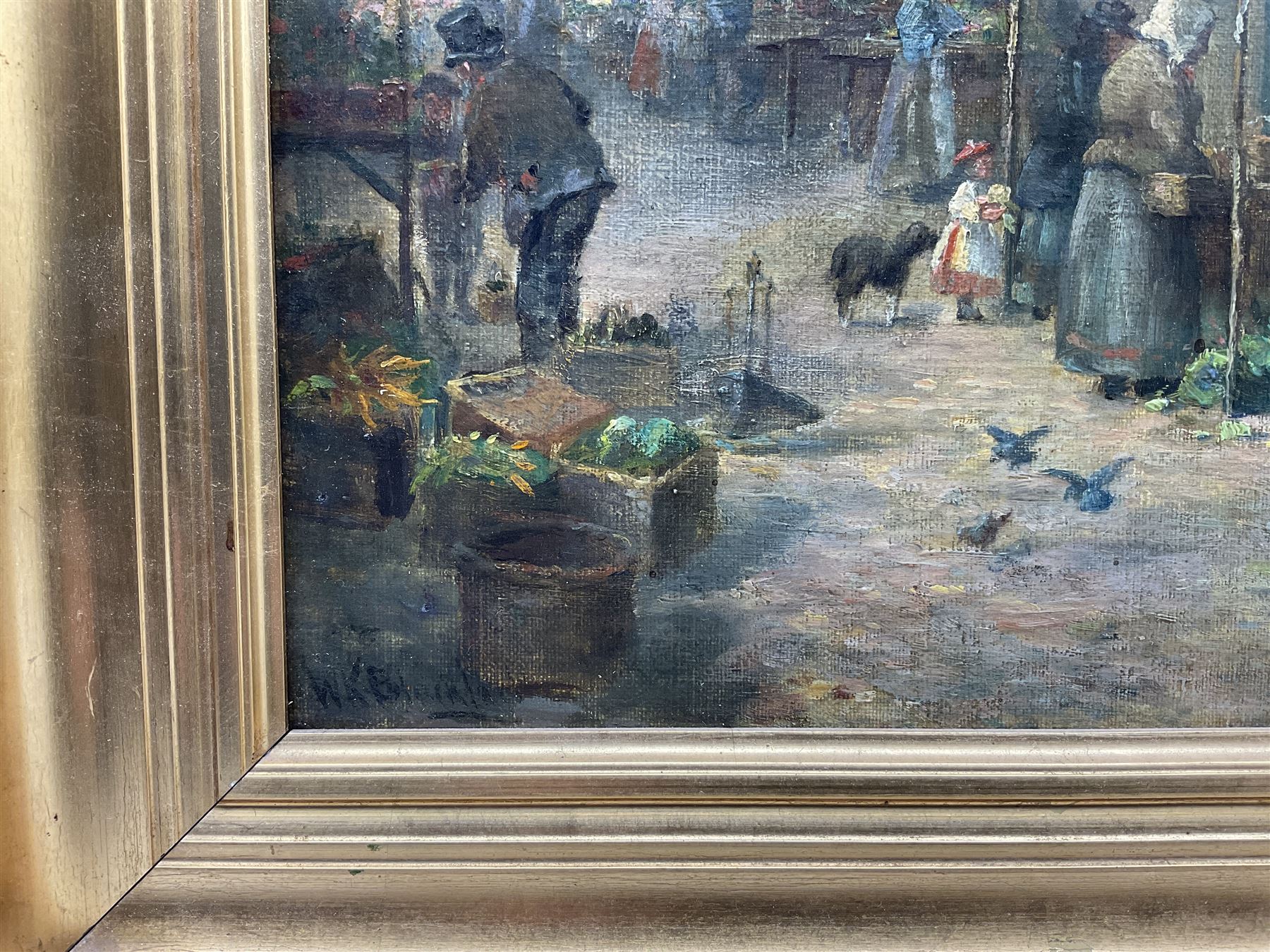 William Kay Blacklock (British 1872-1944): 'A Corner of the Market Place Richmond Yorkshire', oil on canvas signed, titled signed and dated 1895 verso 40cm x 29cm