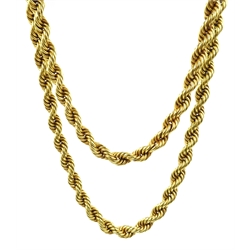  18ct gold rope twist chain, stamped 750 import marks, approx 35.7gm  