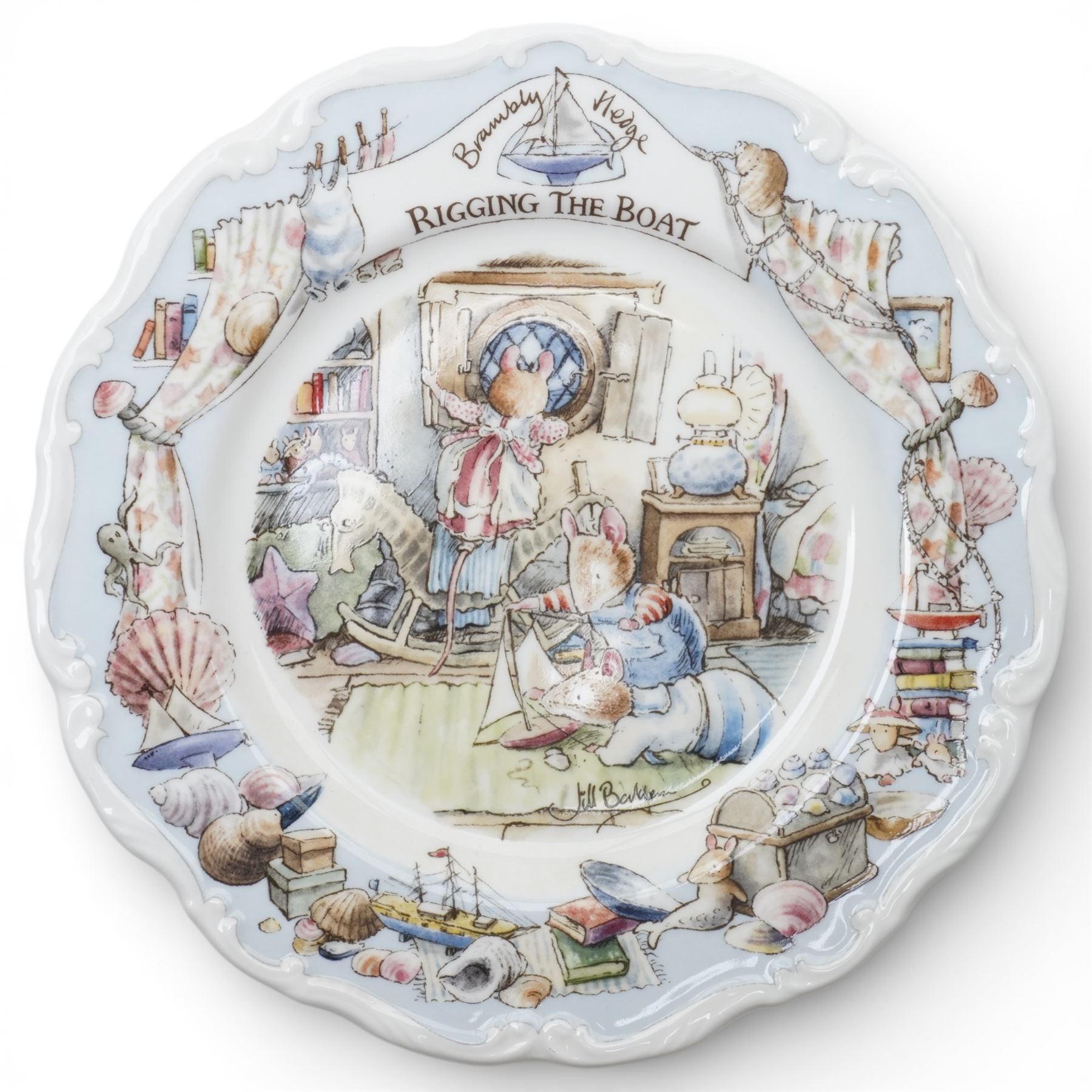 Set of four Royal Doulton Brambly Hedge plates from the 'Sea Story' collection, 'Dining by the Sea', 'Homeward Bound', 'Meeting on the Sand', and 'Rigging the Boat' (4)