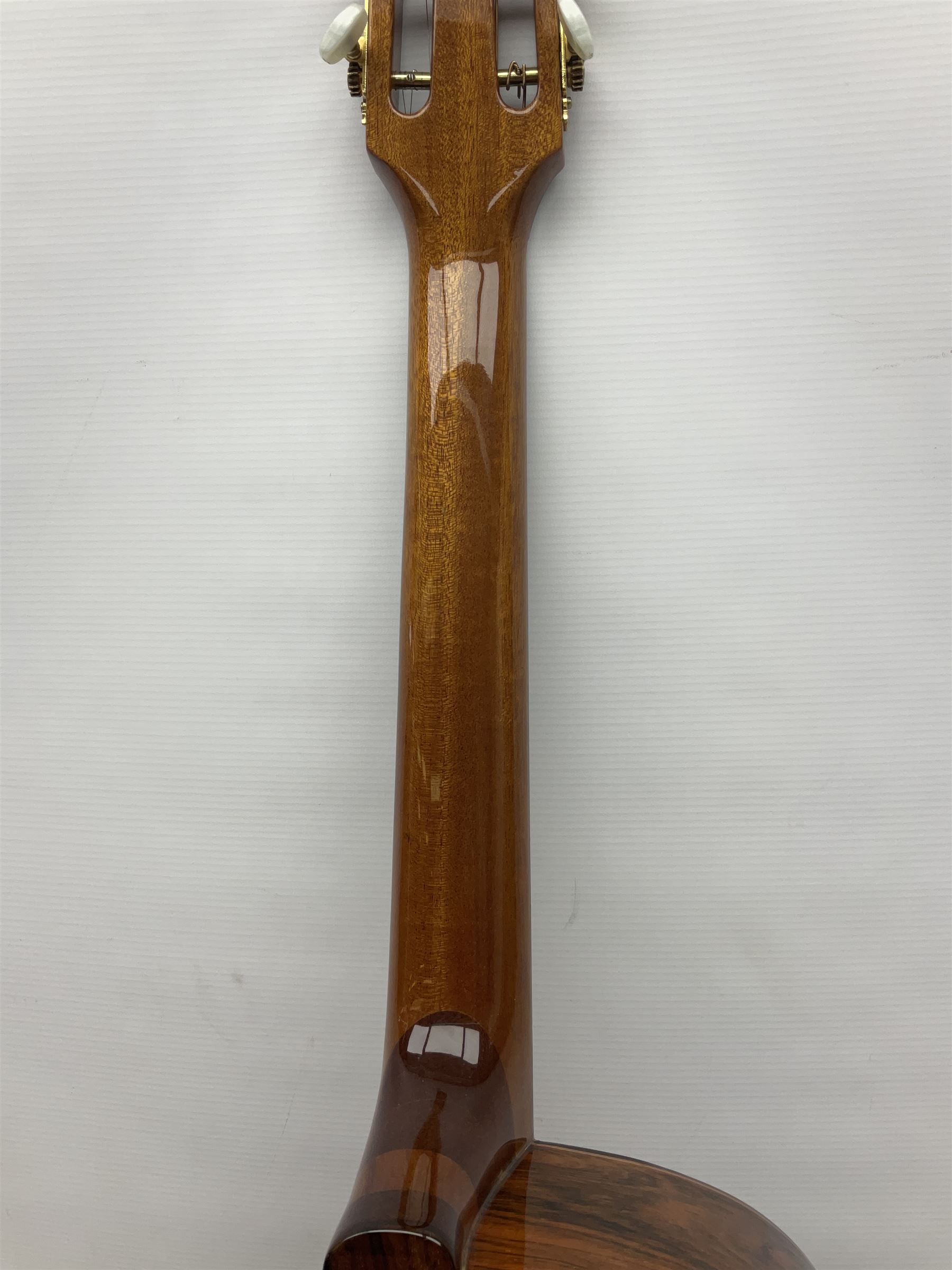 Spanish Gitano Manuel Rodriguez EMC1 Maccaferri acoustic guitar, c2000, the cedar top with D-hole, L98cm overall; in lightweight hard carrying case.