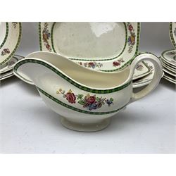 Copeland Spode, Spode's Glory pattern part dinner service, comprising two covered tureens, six dinner plates, six side plates, six dessert plates, sauce jug, three serving dishes of various sizes   