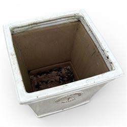 Pair grey glazed ‘Heritage Pottery’ square tapering planters