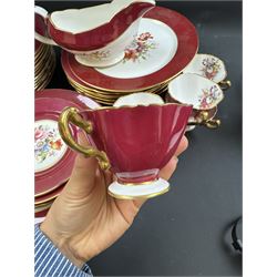 Hammersley tea and dinner service, including twelve dinner plates, twelve teacups, two sauce boats, two covered dishes etc  