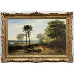Aaron Edwin Penley (British 1806-1870): Haycart on a Wooded Track, oil on canvas signed and dated 1858, 55cm x 87cm 
Provenance: with WH Patterson, London, label verso