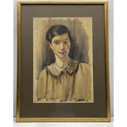 Haydn Reynolds Mackey (British 1881-1979): Portrait of a Young Lady, watercolour unsigned 53cm x 37cm
Provenance: given to the vendor Neil Tyler, a pupil and fellow artist