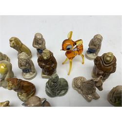 Collection of Wade Whimsies and three hand blown glass deer