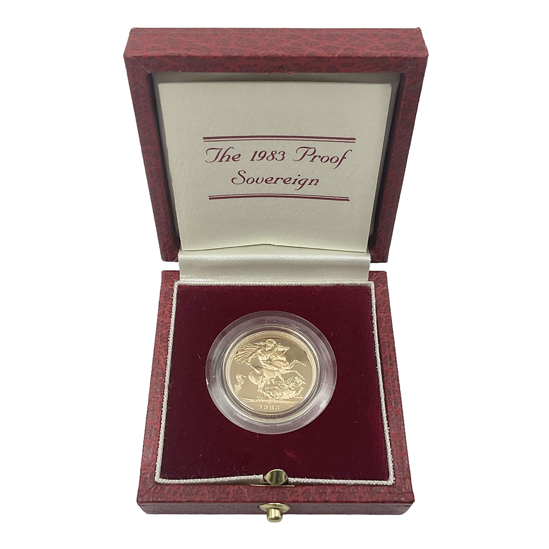 Queen Elizabeth II 1983 gold proof full sovereign coin, cased with certificate