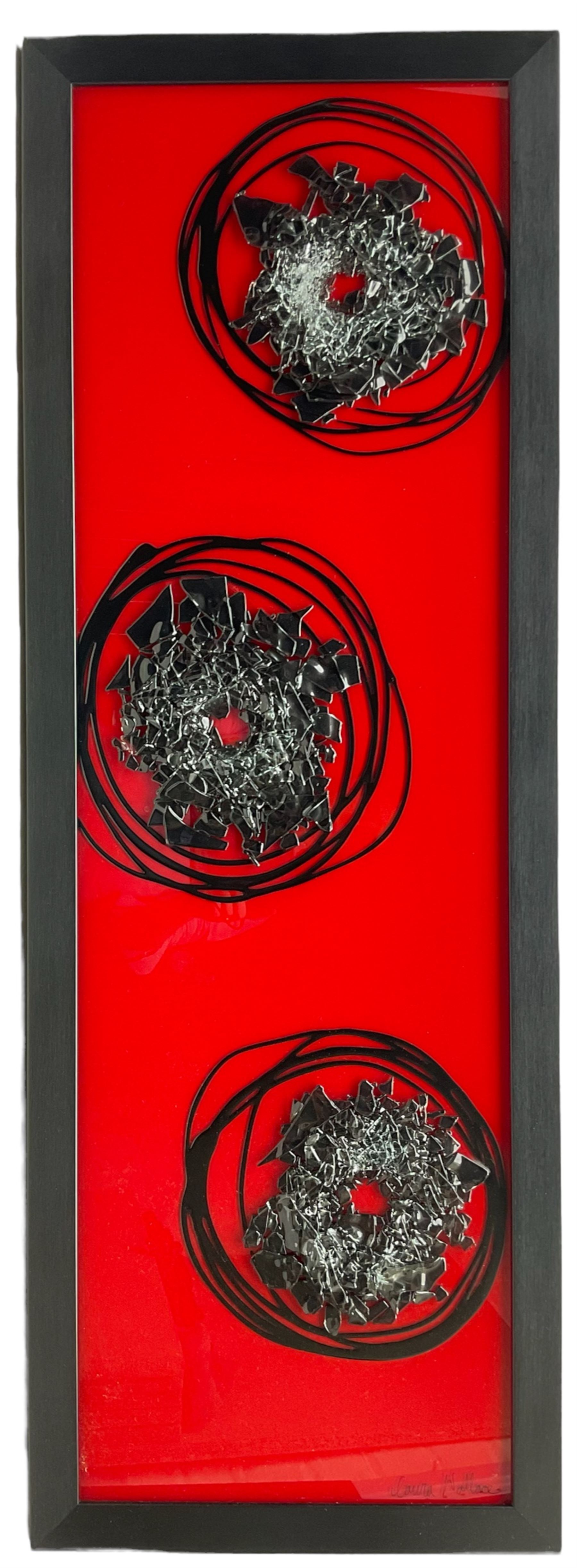 Laura Wallace (British Contemporary): Abstract II, fused glass picture signed 121cm x 37cm