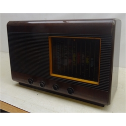  Vintage Pye walnut cased mains radio, L65cm x H44cm   