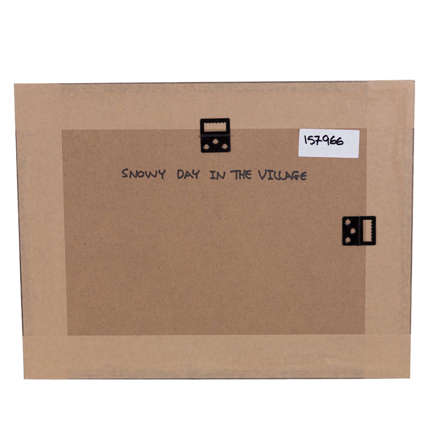 Gordon Barker (British 1960-): 'Snowy Day in the Village', acrylic on paper signed, titled verso 29cm x 39cm