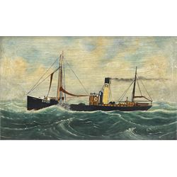George Race (British 1877-1959): Grimsby Trawler 'Pharos' at Sea, oil on board signed and dated 1902, 27cm x 44cm