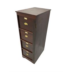 Mahogany pedestal filing cabinet, fitted with four drawers, hinged lockable upright
