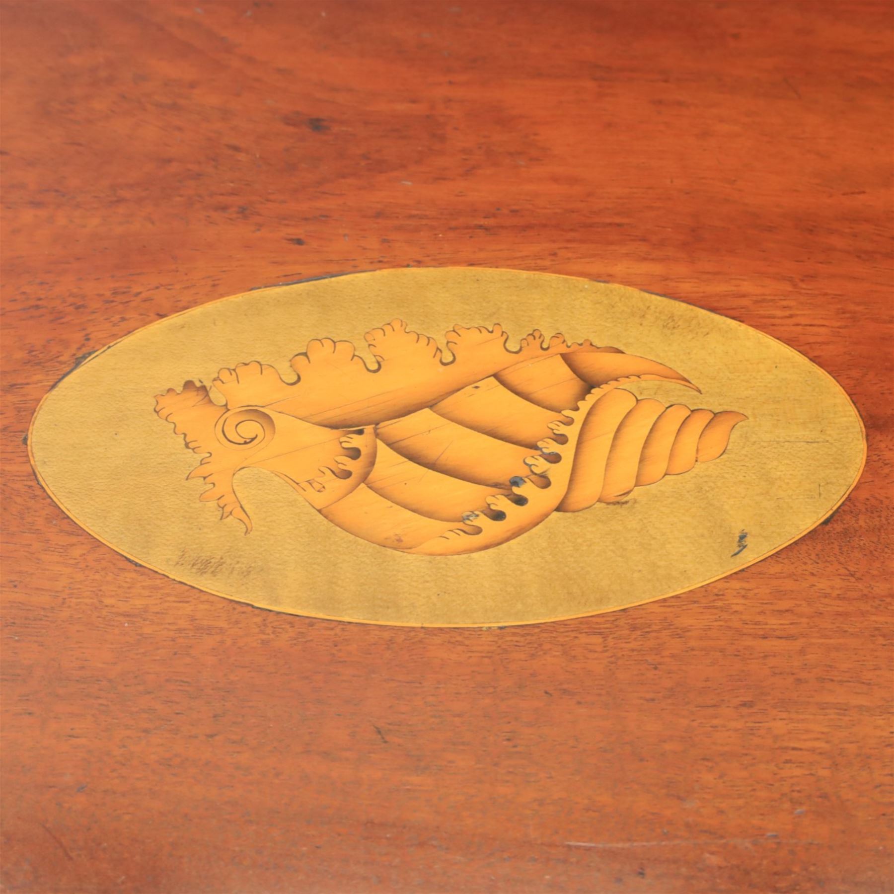 George III Sheraton design serpentine inlaid mahogany and satinwood sideboard