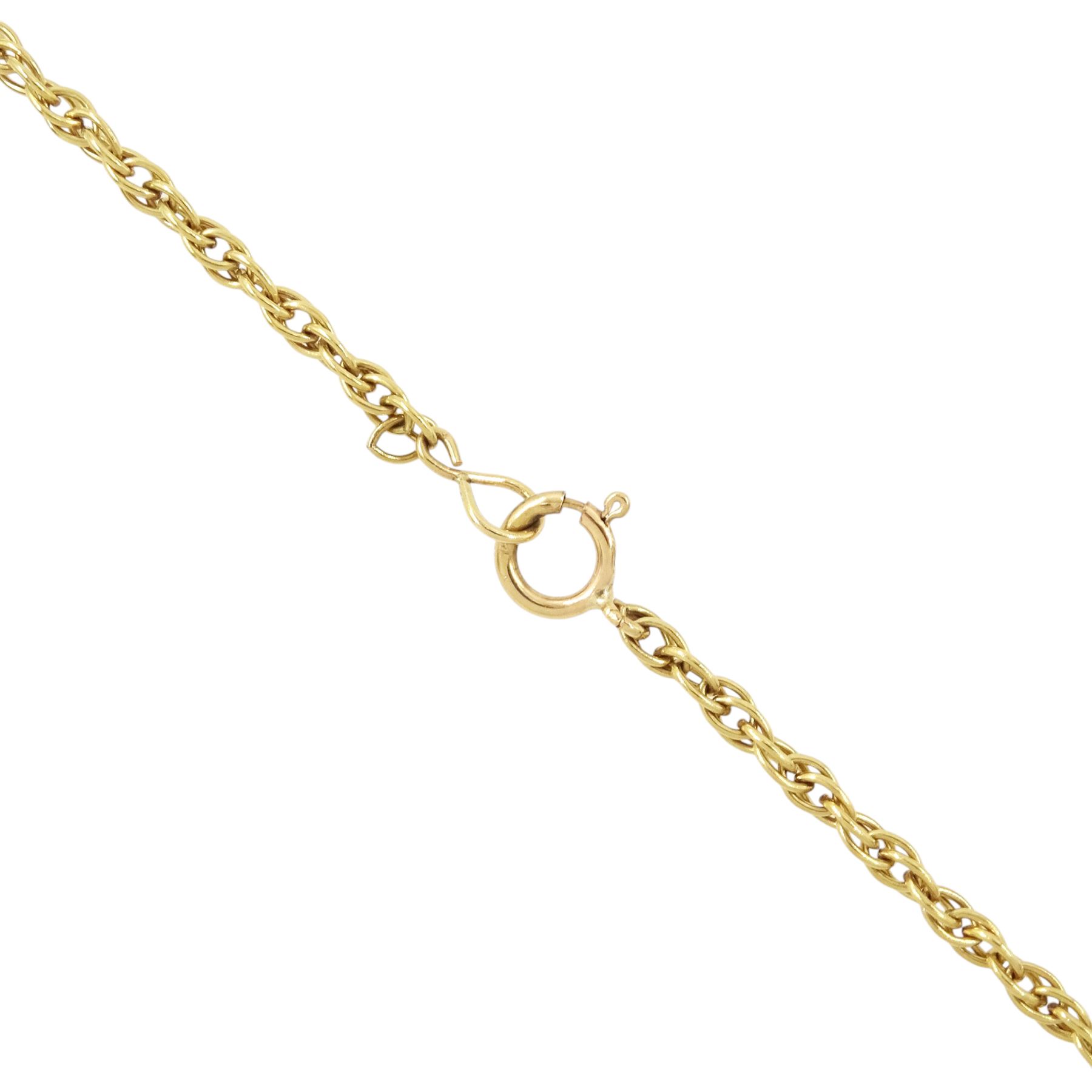 Early 20th century Chinese Export 20ct gold jade gourd form pendant, stamped KL, possibly Kam Lung, on a later 9ct gold rope chain necklace