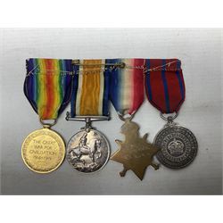 WW1 Naval group of four medals comprising British War Medal, 1914-15 Star and Victory Medal awarded to M.10222 E.W. Starmer J.R.A. (later S.R.A.) R.N.; and St. John Ambulance Brigade Coronation 1911 Medal to Pte. E.W. Starmer; all with ribbons