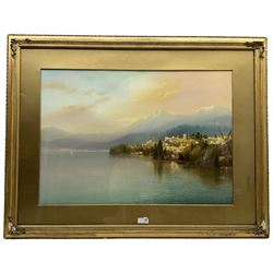 John Shapland (British 1865-1929): Town on an Italian Lakeside, watercolour signed 49cm x 70cm