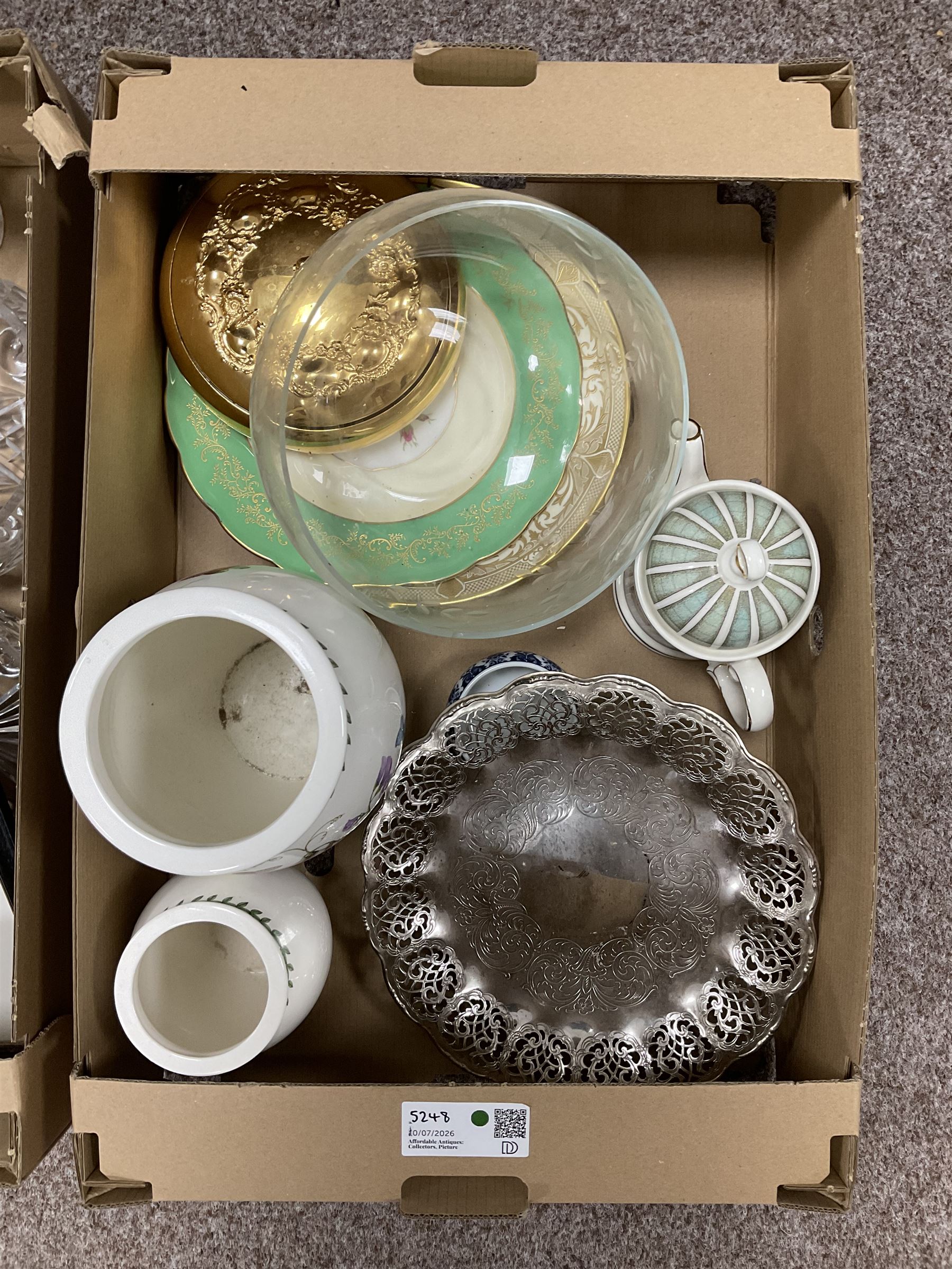 Collection of ceramics, glassware, metalware and one picture, to include two Portmeirion Botanic Garden vases and after Ernest Howard Shepard (British 1979-1976): Winnie The Pooh original sketch print, in two boxes