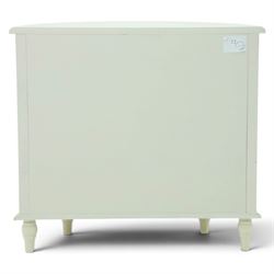 Laura Ashley - 'Clifton' demi-lune chest, fitted with four graduating bow-front drawers with brass swan neck handles, raised on turned supports, in ivory finish