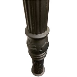 Victorian style cast iron street lamp, fluted column with hexagonal base, four glass lantern top