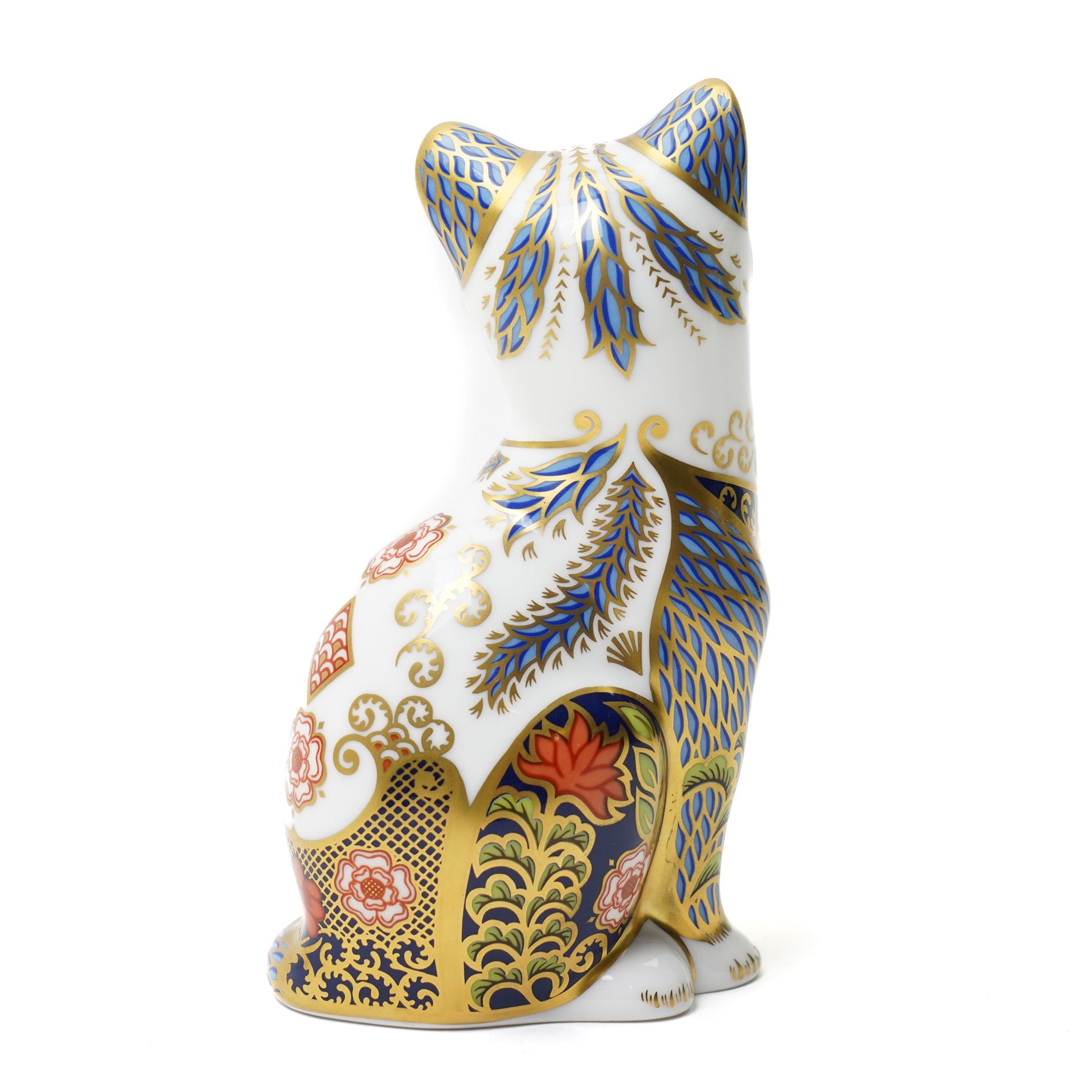 Royal Crown Derby 'Fireside Cat', exclusive to Peter Jones of Wakefield, limited edition 282/950, with gold stopper and certificate, boxed, H13cm 