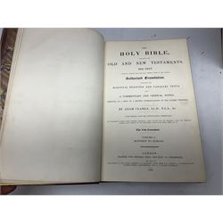 19th century and later leather bound books, to include Froissart, Sir John; Chronicles of England, France, Spain, Portugal, Scotland... two volumes London, 1812, Lyttleton, George: The History of England... two volumes London 1806, Clarke Adams; The Holy Bible, in six volumes, London 1836 and five other books 
