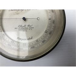 Surveying Aneroid barometer, the silvered dial detailed 'Elliot Bros, 101 St Martins Lane, London W.C 3258', 'Compensated', in brass case, D8cm