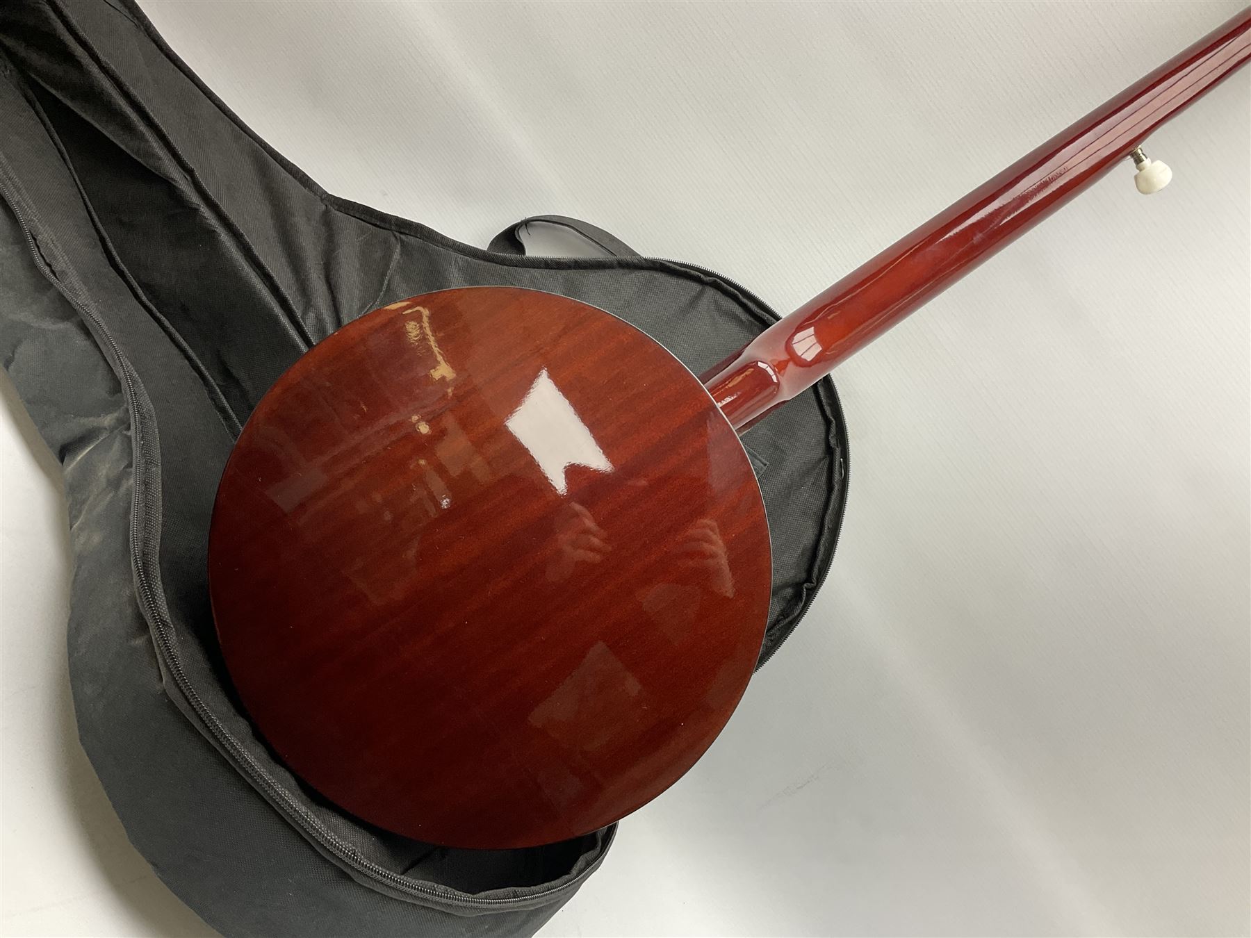 Classic Cantabile five-string banjo with sapele mahogany back L97.5cm; in soft carrying case