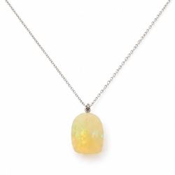 18ct opal pendant necklace, single vari-cut opal of approx 15.00 carat, on a fine trace li...